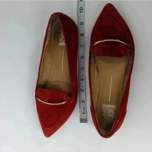 Dolce Vita Red Point Toe Sued Ballet Flats - 7 - Picture 11 of 11